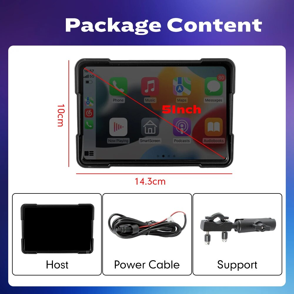 Universal LBC S3L IP67 Waterproof 5 Inch Touch Screen Motorcycle Android Auto/Carplay Device