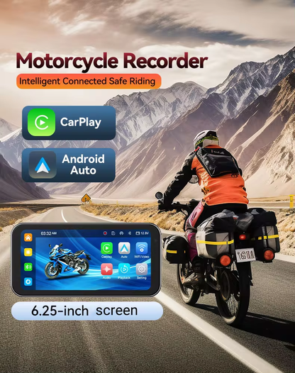 Universal - S3 Elite 6.25 inch Motorcycle Navigation with Carplay 2K HD Screen with Camera Remote and TPMS