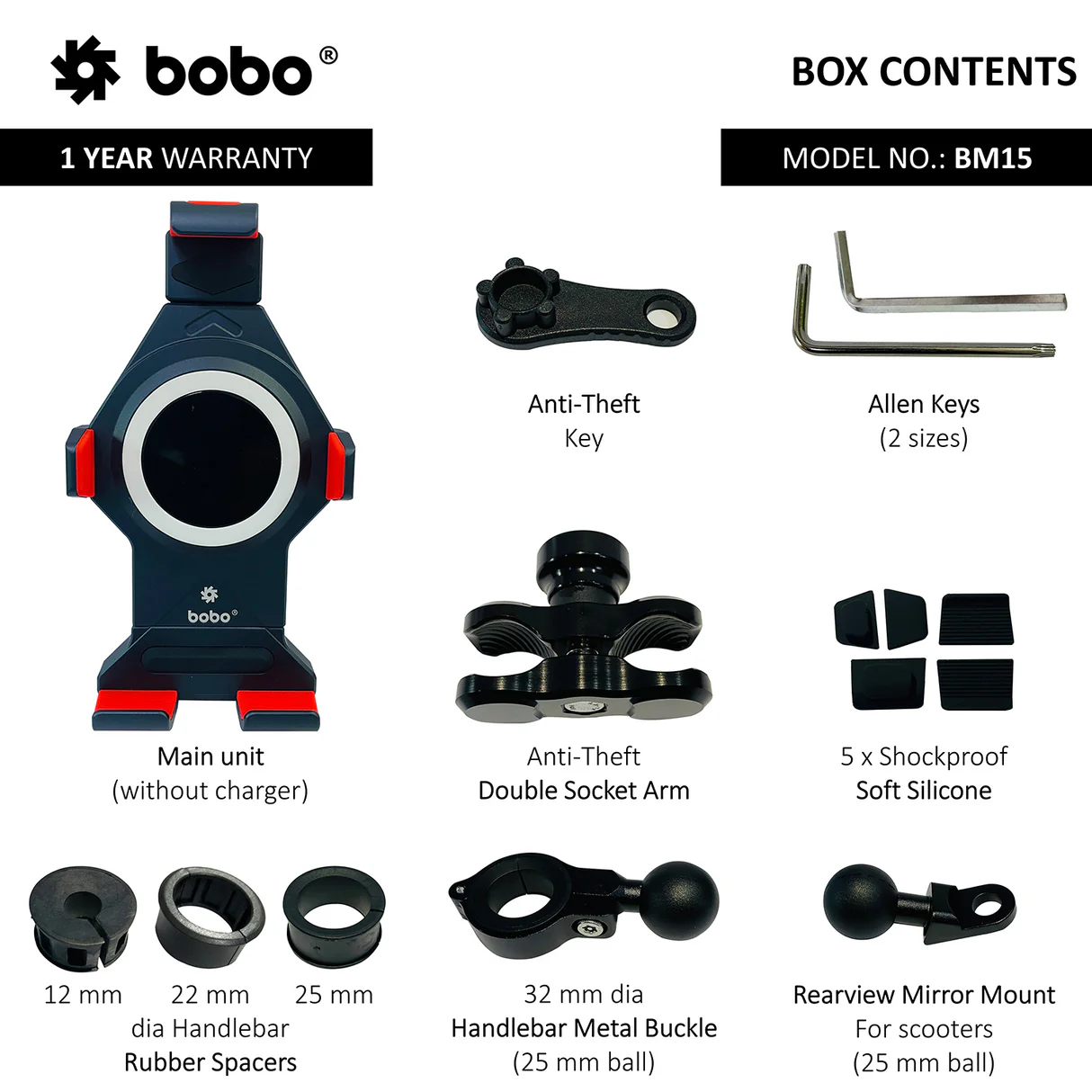 BOBO BM15 - Anti-Vibration Metallic (No Charger)