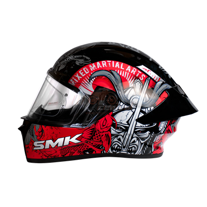 SMK Stellar Sports Samurai Gloss Black Grey Red (GL263) Helmet