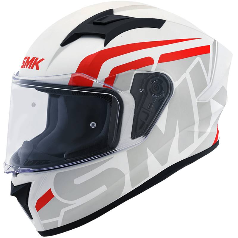 SMK Stellar Sports Stage Gloss White Grey Red (MA163) Helmet