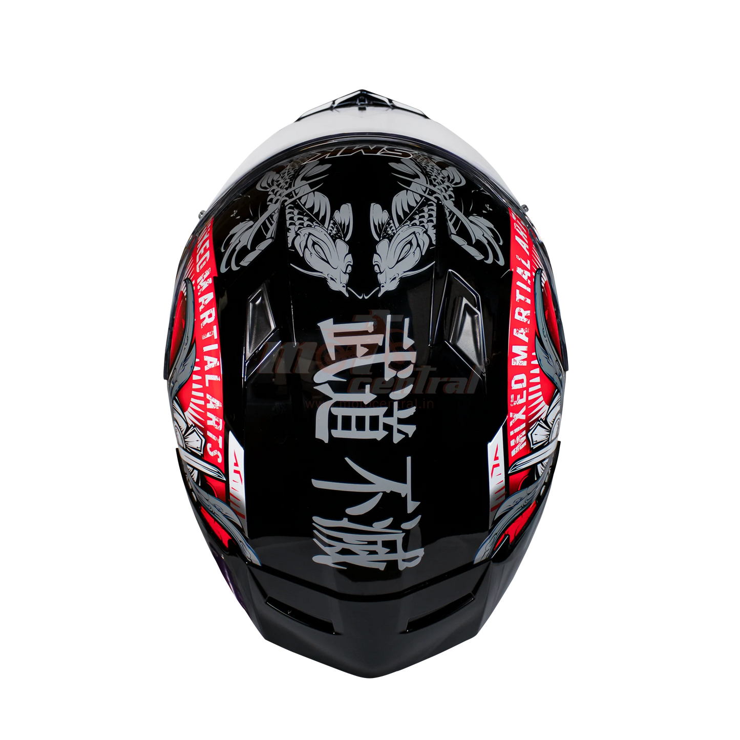 SMK Stellar Sports Samurai Gloss Black Grey Red (GL263) Helmet